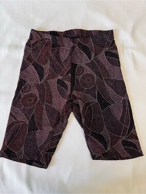 Sparkle Abstract Print Bike Shorts - Purple & Black